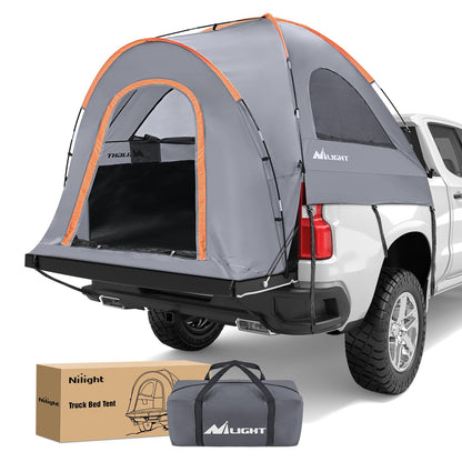 Nilight Truck Bed Tent 8-8.5 FT Pickup Truck Tents with Rainfly Waterproof PU2000mm Double Layer for 2-Person Portable Full Size Long Tailgate Bed Tent for Truck Camping Outdoor Travel, Orange Grey