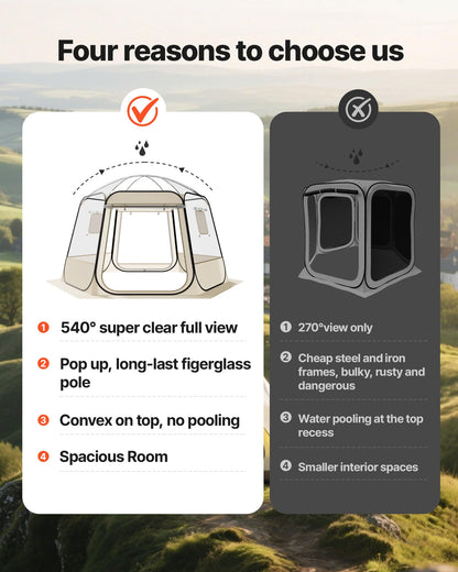VEVOR Pop up Bubble Tent, 11 x 10.2 ft Waterproof & UV-Resistant, Clear Camping Tent Shelter, Outdoor Garden Dome Igloo Tents with Windows, 540Panoramic View, for 8-10 Persons Patio Backyard