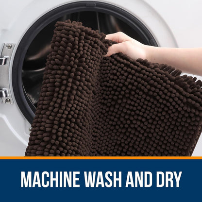 OLANLY Large Bath Rugs - Extra Soft Chenille with Rubber Backing | Quick Dry & Machine Washable, 40x24, Brown