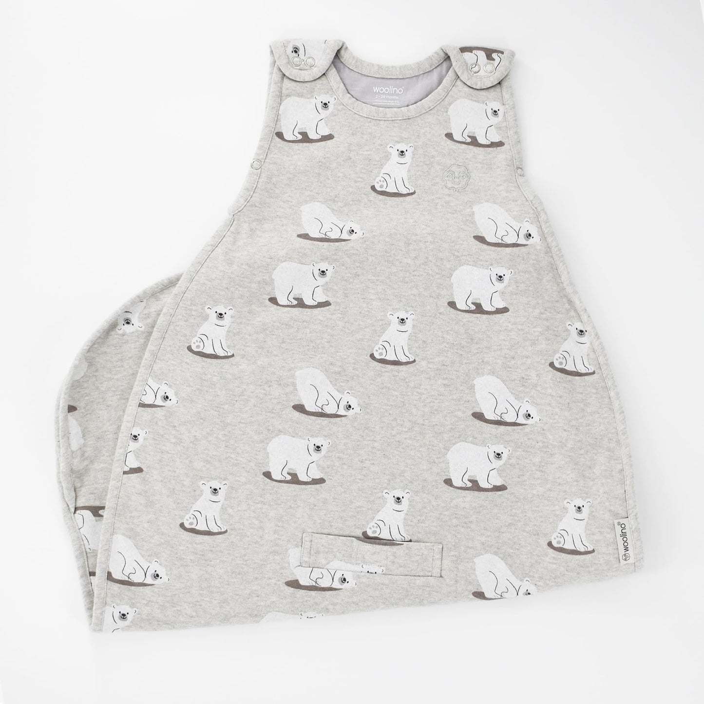 Woolino Merino Wool & Organic Cotton Baby Sleep Sack 2-24 Months – Ultimate 4-Season Baby Sleeping Bag, Universal Size Wearable Blanket, 2-Way Zipper & Adjustable Fit, Year-Round Use - Polar Bear