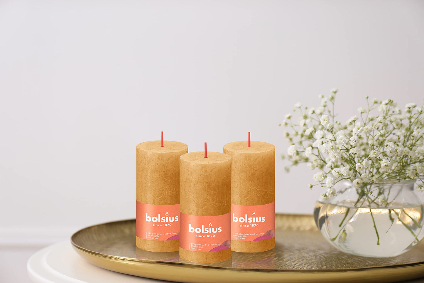 BOLSIUS 4 Pack Yellow Rustic Pillar Candles - 2 X 4 Inches - Premium European Quality - Includes Natural Plant-Based Wax - Unscented Dripless Smokeless 30 Hour Party Décor and Wedding Candles