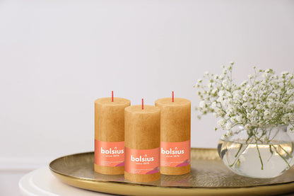BOLSIUS 4 Pack Yellow Rustic Pillar Candles - 2 X 4 Inches - Premium European Quality - Includes Natural Plant-Based Wax - Unscented Dripless Smokeless 30 Hour Party Décor and Wedding Candles