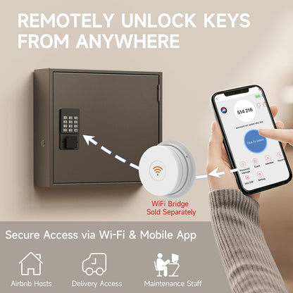 WeHere 90 Key Lock Box, Smart Key Cabinet with Key Management System, App, Bluetooth, Dynamic/Static Password, WiFi Unlock(Sold Separately), Wall-Mount Commercial Key Storage Box for Office, School