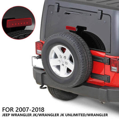 DKMGHT Spare Tire Holder Mounting Bracket Tire Carrier for Jeep Wrangler JK 07-18 with 3rd Third Brake Light Accessories 55397217AJ 68048581AA Aluminum Alloy Carrier Bracket(Red Lens)