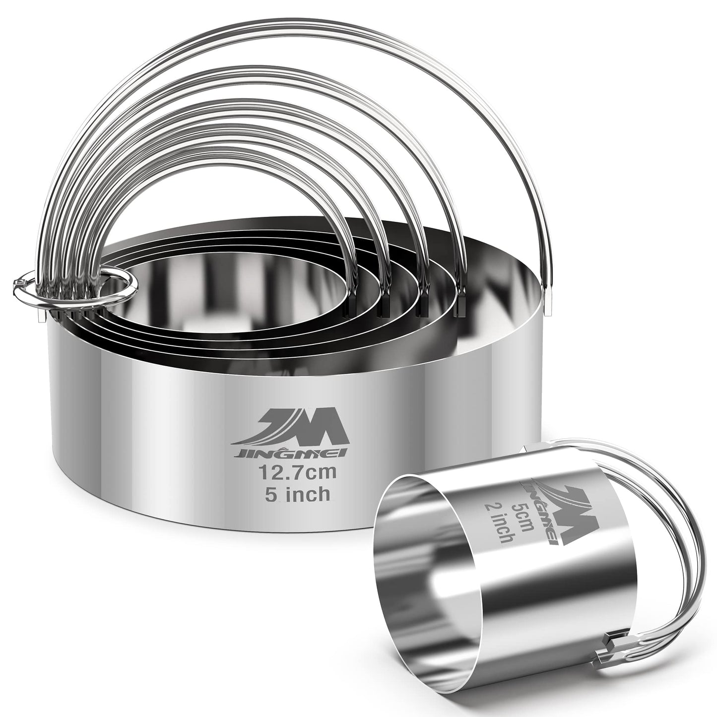 M JINGMEI Biscuit Cutter Set for baking 2inch 2.5inch 3inch 3.5inch 4inch 5inch large size Round Cookies Cutter with Handle Professional Baking Dough Tools 6pcs set