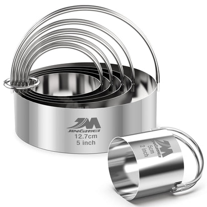 M JINGMEI Biscuit Cutter Set for baking 2inch 2.5inch 3inch 3.5inch 4inch 5inch large size Round Cookies Cutter with Handle Professional Baking Dough Tools 6pcs set