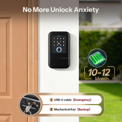 Moquin Smart Bluetooth Key Lock Box Outdoor IP65 Waterproof Fingerprint Lock Box Works with Tuya App, Key Safe with Silicone Keypad, Large Storage for Home, Airbnb & Realtors