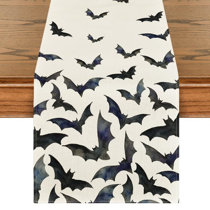 Artoid Mode Silhouette Black Bats Halloween Table Runner, Fall Kitchen Dining Table Decoration for Home Party Decor 13x108 Inch