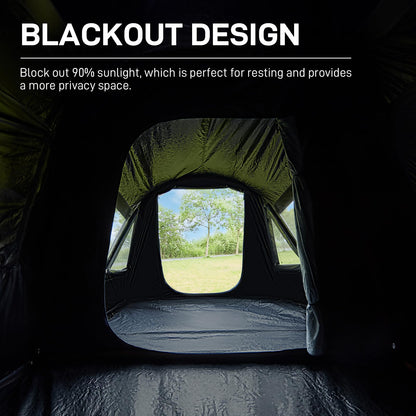 EVER ADVANCED 8 Person Blackout Design Cabin Tent, Camping Family Tent with Multi Room & Extra Porch and Rainfly, 2 Rooms Huge Portable with Carry Bag, Blue