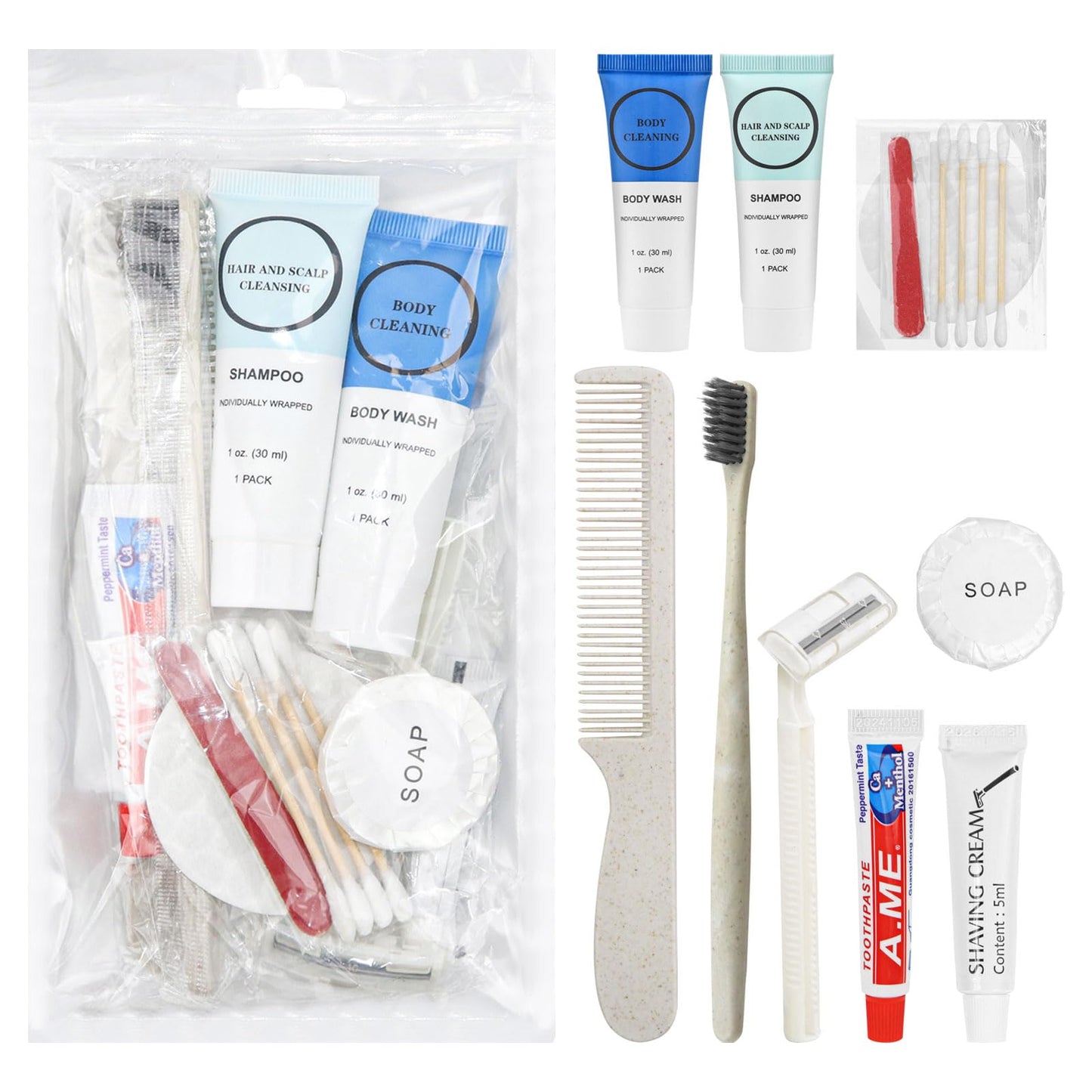 Toiletry Kits Homeless Personal Hygiene Care Package Kits Supplies In Bulk, Disposable Travel Size Essential Women Men Toiletries Set for Hotel,Charity,Camping,Travel (7.1 Inch, 100, Count)
