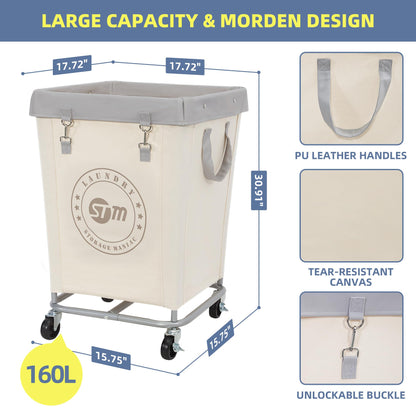 STORAGE MANIAC Umbrella Drying Rack and Medium Industrial Laundry Cart Set - Streamlined Laundry Solution with High Capacity and Extra Accessories for Efficient Washing, Drying, and Storage