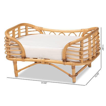 Bali & pari Malino Modern Bohemian Natural Rattan Pet Bed with Cushion