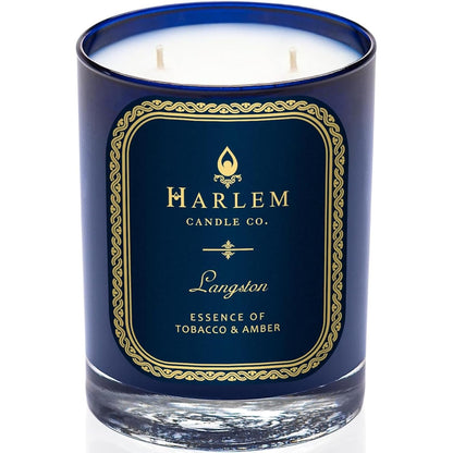 HARLEM CANDLE CO. Langston - Luxury Scented Soy Candle, 11 oz - 80-Hour Burn Time | Jasmine, Sandalwood, Nutmeg, Clove, Vanilla, Leather | Scented Candles for Home