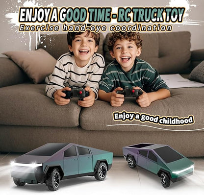 Remote Control Car All Terrain High Speed RC Pi-ckup Truck Toys with Light and Loadspace Electric Vehicle Toys for Kids and Adults Gifts for Birthday (Green Purple Color Change)