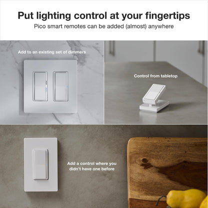 Lutron Diva Smart Dimmer Switch Kit for Caseta Lighting w/ Hub, Pico Remote & Pedestal, Smart Dimmer Works with Apple Home, Ring, Google Home, 3 Way, DVRF-BDG-1DP-A