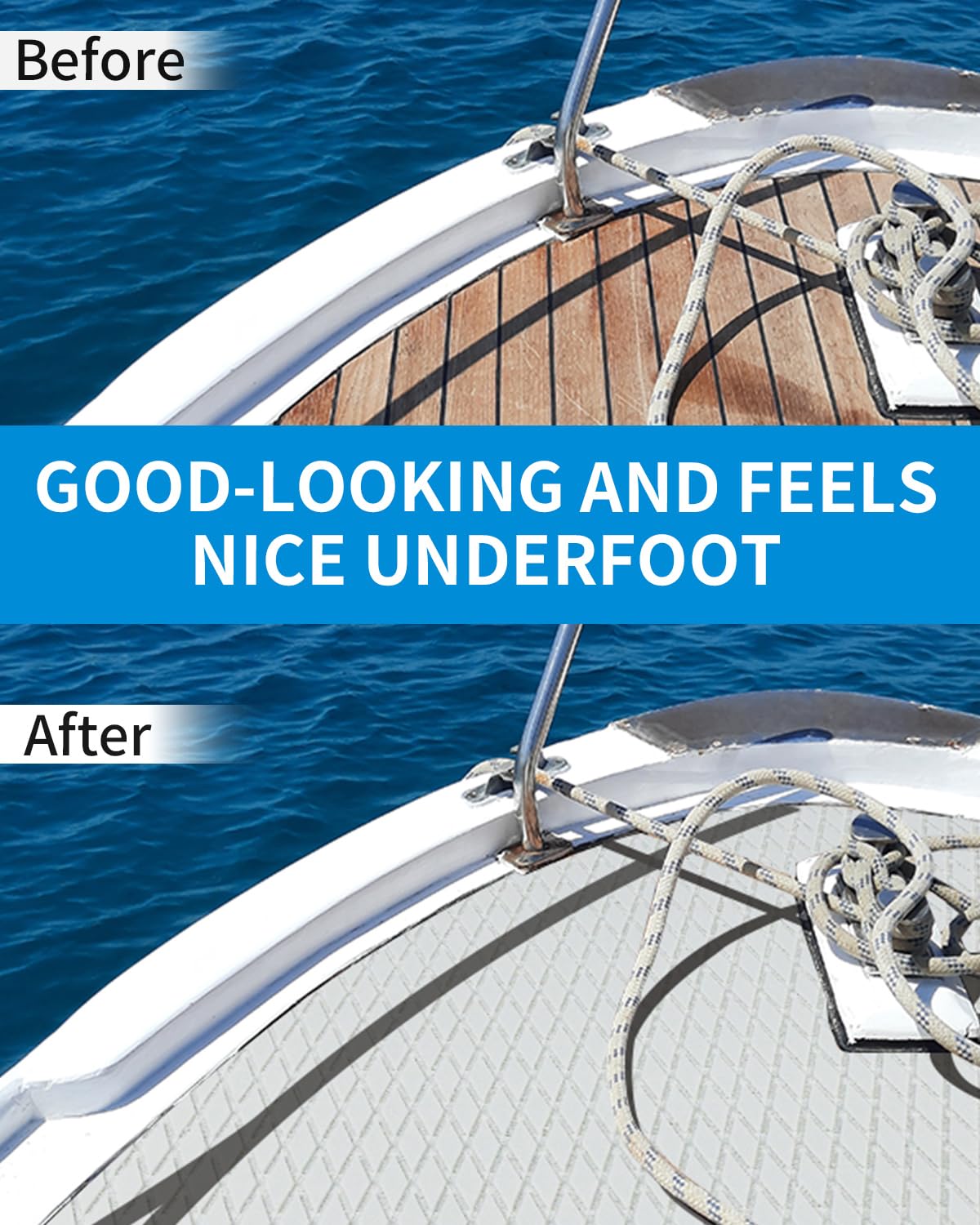 OCEANBROAD Self-Adhesive 96''x47'' Boat Flooring Non-Slip Diamond Pattern EVA Foam Marine Grip Sheet for Jon Boats Surfboard SUP Kayak Yacht, Cool Gray