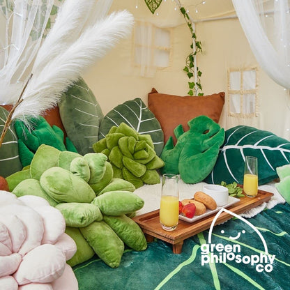 Green Philosophy Co. Monstera Leaf Pillow - Mossy Earth - Large Soft Plant-Shaped Plush Cushion for Couch, Bed, or Reading Nook - Cute & Unique Nature-Inspired Decor Super Soft & Cuddly Throw Pillow