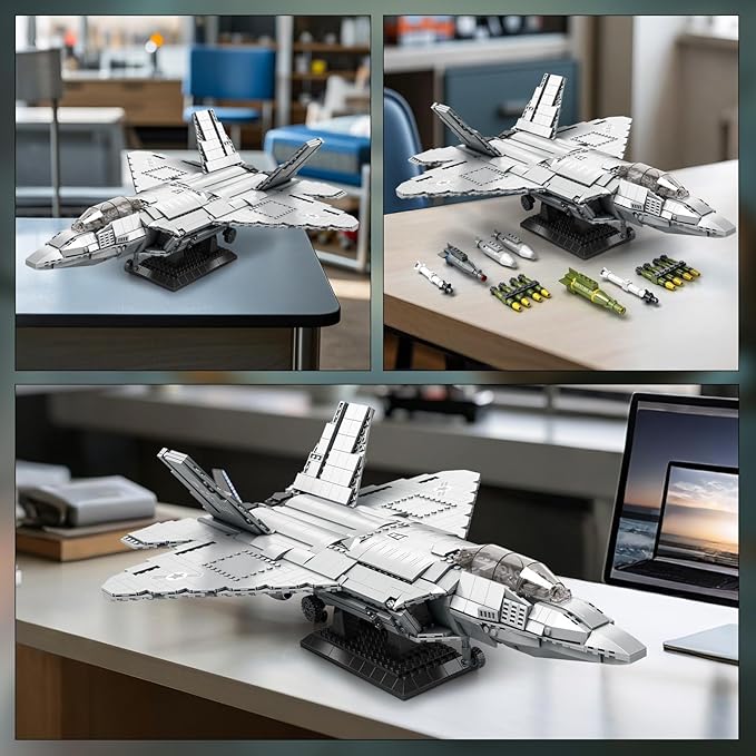 Reobrix F-22 Fighter Jet Building Sets for Adults Military Raptor Fighter Display Model 33020 Technical Military Plane Collectible Set Toys Gifts for Aviation Fans Boys Girls 14+ (1729 PCS)