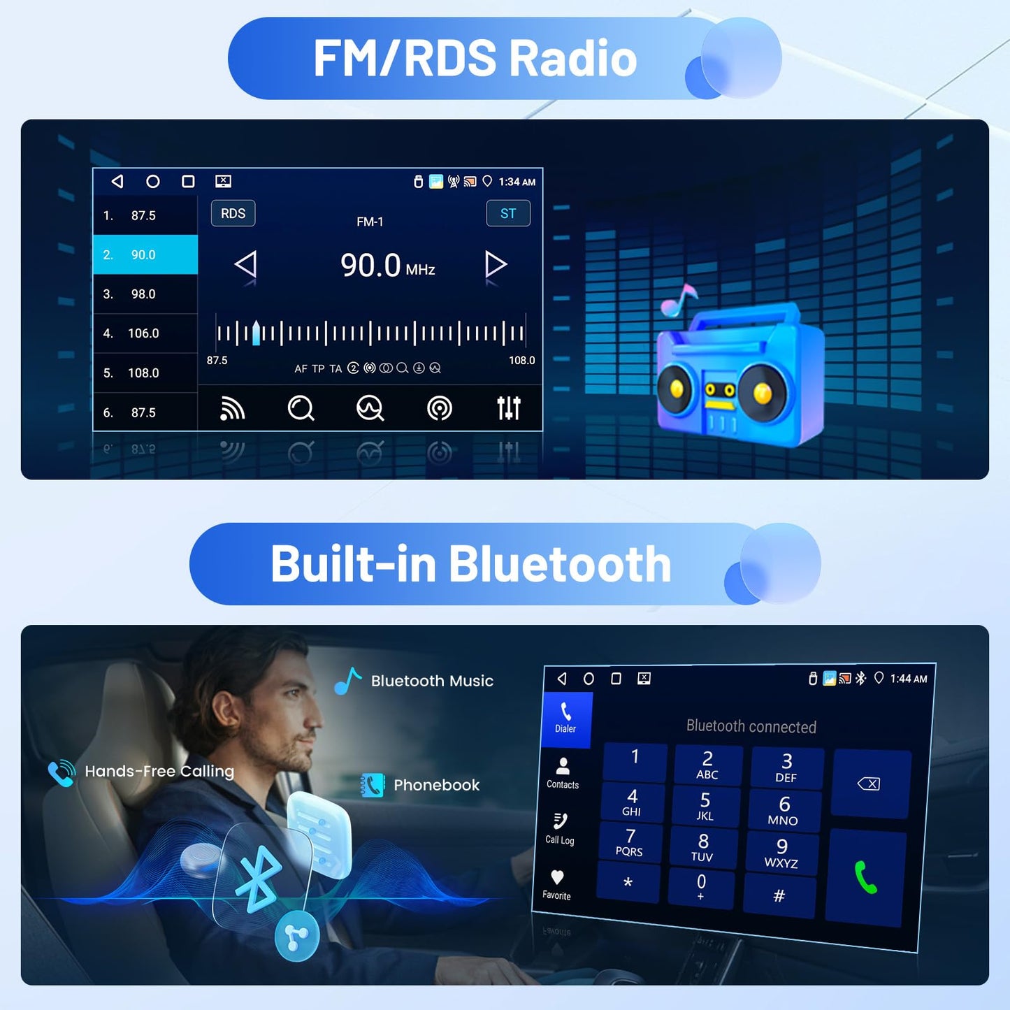 Inefala 4+64G Radio for Jeep Compass Patriot 2007 2008 2009 Android 15 CarPlay Stereo IPS 10.1" Touchscreen Android Auto Bluetooth 5.0 GPS EQ 13UI Backup Camera