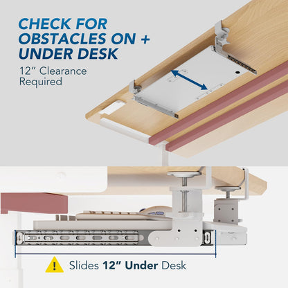 AX WABER Keyboard Tray Under Desk Pull Out with Extra Sturdy C Clamp Mount System, 27.3 (32.5 inch Including Clamps) x 11 Inch Slide-Out Platform Computer Drawer for Typing White AX01WW01