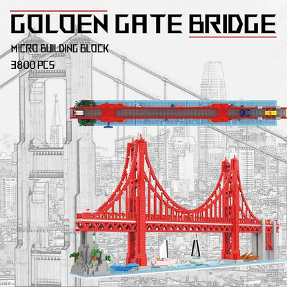 Golden Gate Bridge Micro Building Blocks Set （3800 Pieces）Landmark Architecture Gift for Adult and Kid
