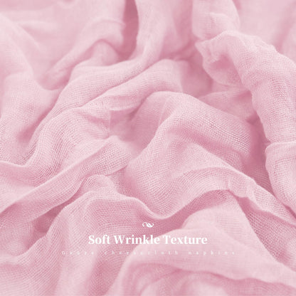 96 Pcs Light Pink Gauze Cheesecloth Napkins, 20 x 20 Inch Wrinkled Rustic Boho Dinner Napkins for Wedding,Dinner,Family Everyday Use/Parties