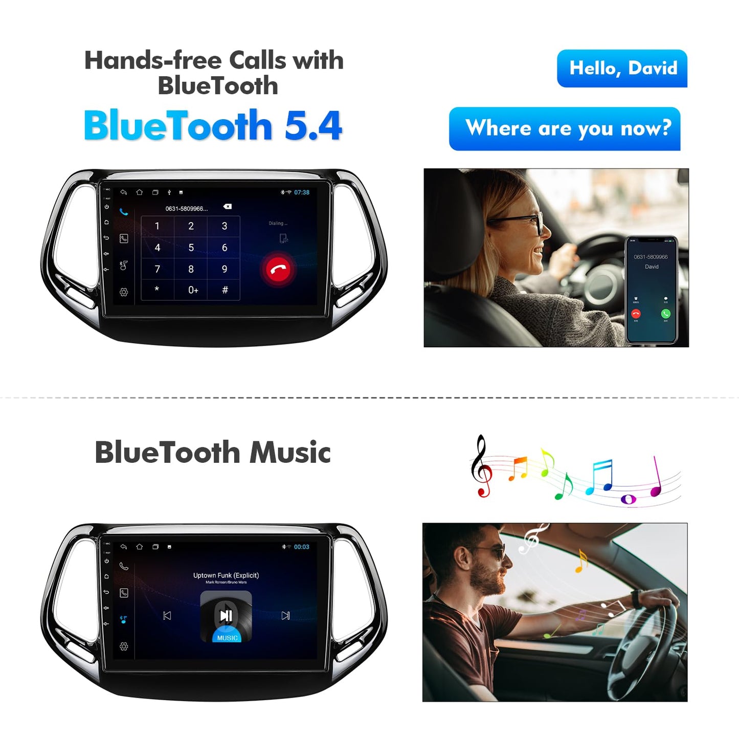 10.1-inch Android 13 Double Din Car Stereo for Jeep Compass 2 MP 2017-2019 IPS Touchscreen Screen Car Radio with Carplay & Android Auto Support Backup Camera GPS FM Navi BT SWC
