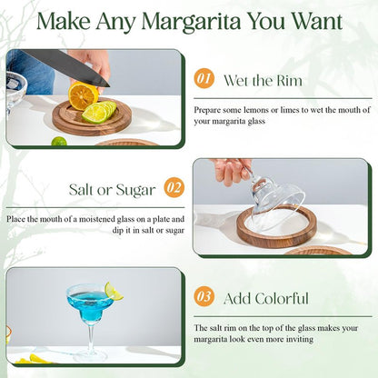 USEEKRIL 1 Pack 3-Tier Walnut Wooden Margarita Salt Rimmer Set,Salt&Sugar Rimmer for Cocktails Drinks,Cocktail Glass Rimmer Tools with Magnetic Swivel Lid for Bartenders,Home Bar,Parties