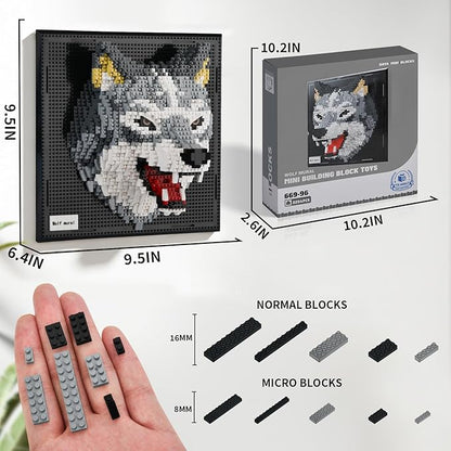 BNG Animal Wall Art Wolf Building Blocks SetsA Wall Decor Set for Adults Who Love Creative Hobbies Gift Toy for Adults (2214 PCS)