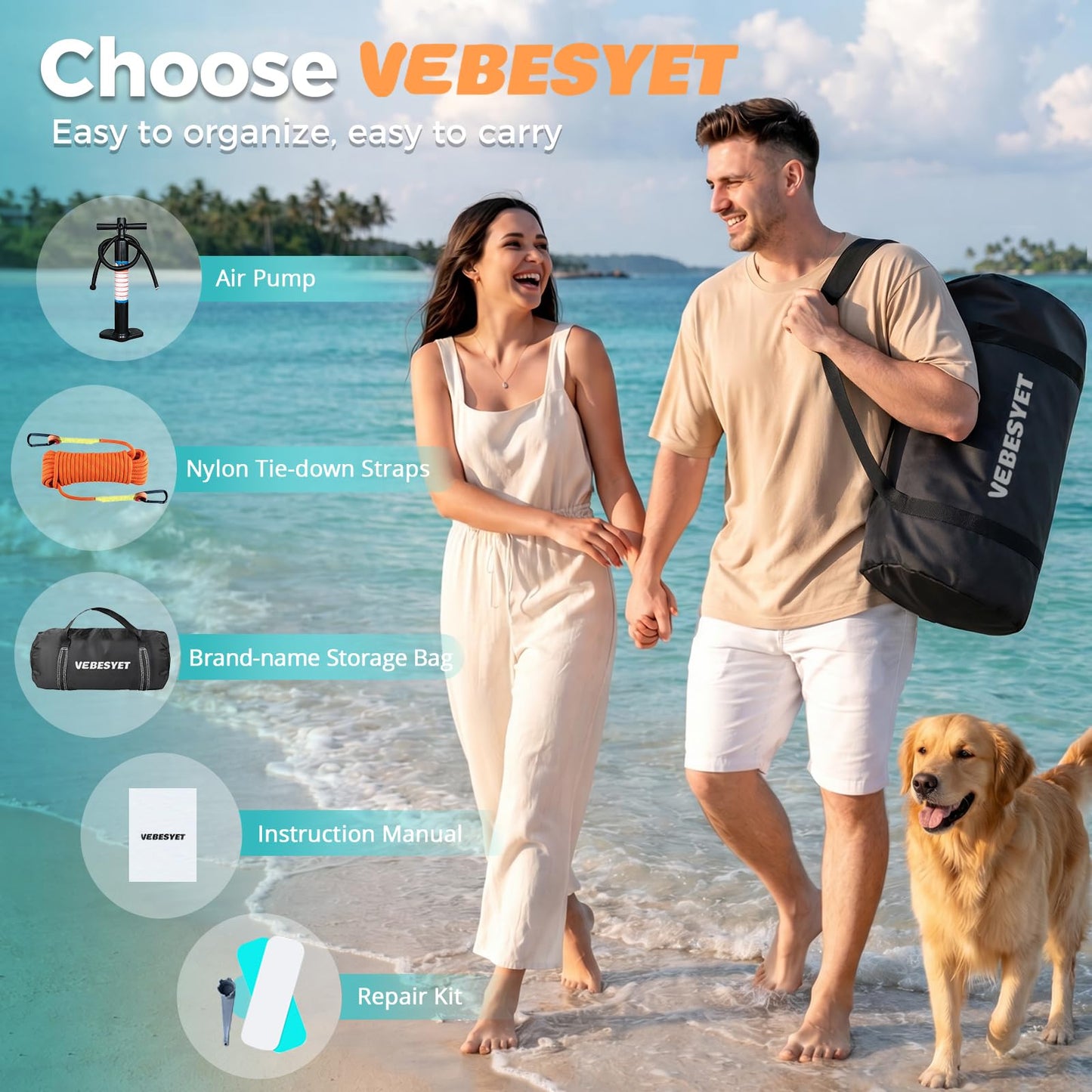 VEBESYET Inflatable Dock Water Platform, 5 x 6ft Multi-Person Inflatable Floating Island Raft for Family Party Beach Lake Boating Ocean