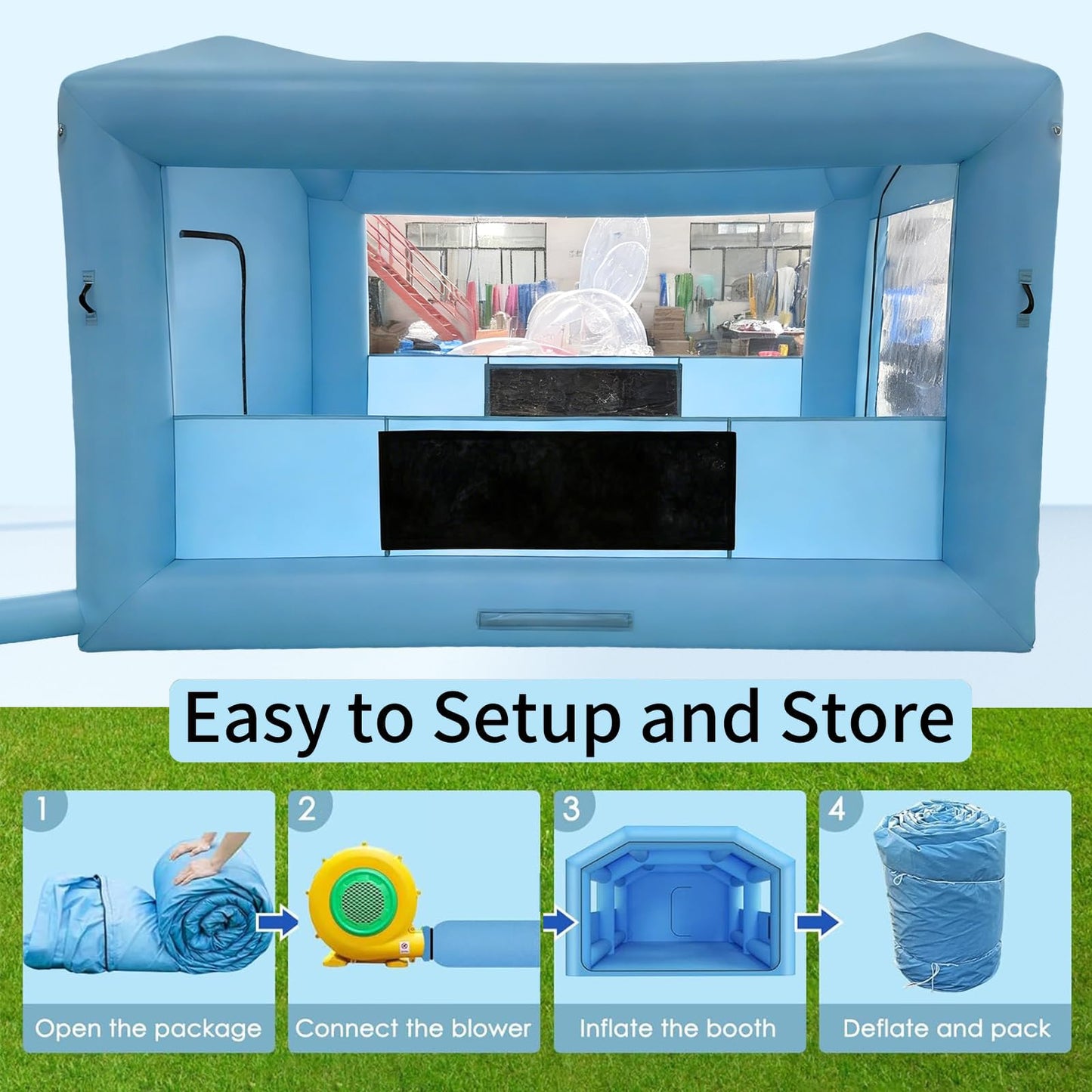 COIIOI 13x10x9FT Inflatable Paint Booth, Spray Paint Tent with 750W Blowers and Air Filter System, Blow up Paint Booth for DIY, Auto Refinish, Mobile Detailing,Motorcycle Garage