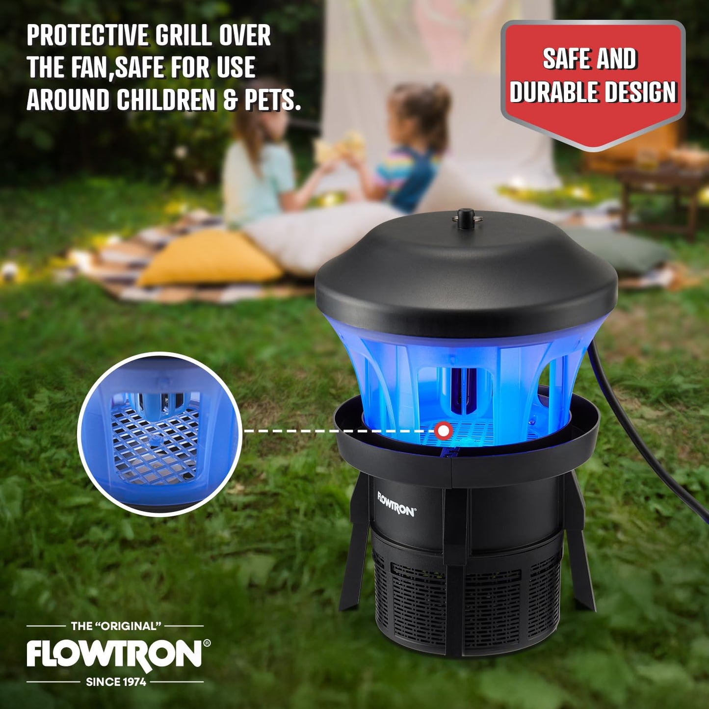 Flowtron Outdoor Bug Trap | UV Light & Powerful Fan Fly Killer with ½ Acre Coverage | Quiet Insect Control & Weather Resistant | Easy Clean Collection Chamber | Patio Deck Yard | ETL Certified
