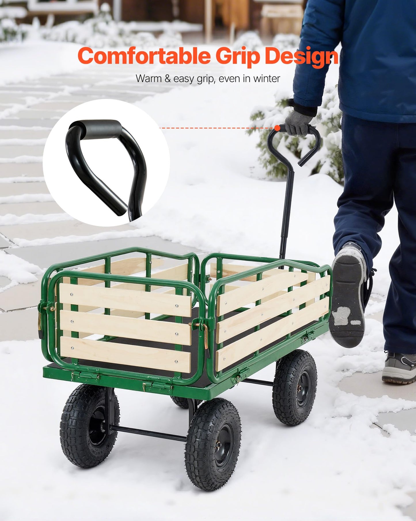 VEVOR Pull Along Kids Wagon, Rolling Toy Cargo Wagons for Kids, Outdoor Children Stroller Wagon for Beach Gardening Camping Essentials with Removable Sides