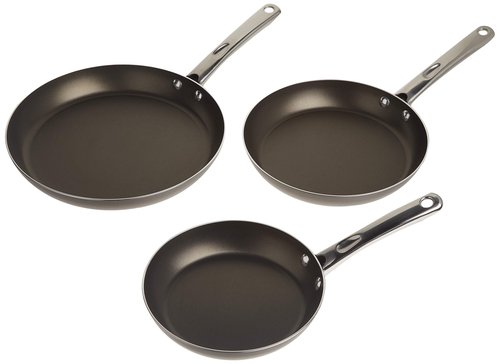 Farberware 21580 Triple Pack Nonstick Frying Pan Set / Fry Pan Set / Skillet Set - 8 Inch, 10 Inch, and 11 Inch, Red
