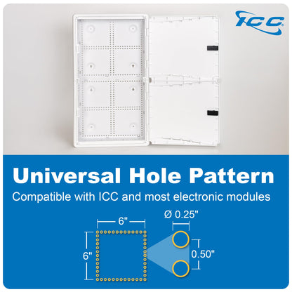 ICC 28” Plastic Structured Wiring Enclosure, Media Enclosure with Cover, Recessed Wall Box for Distribution of Networking Services, White