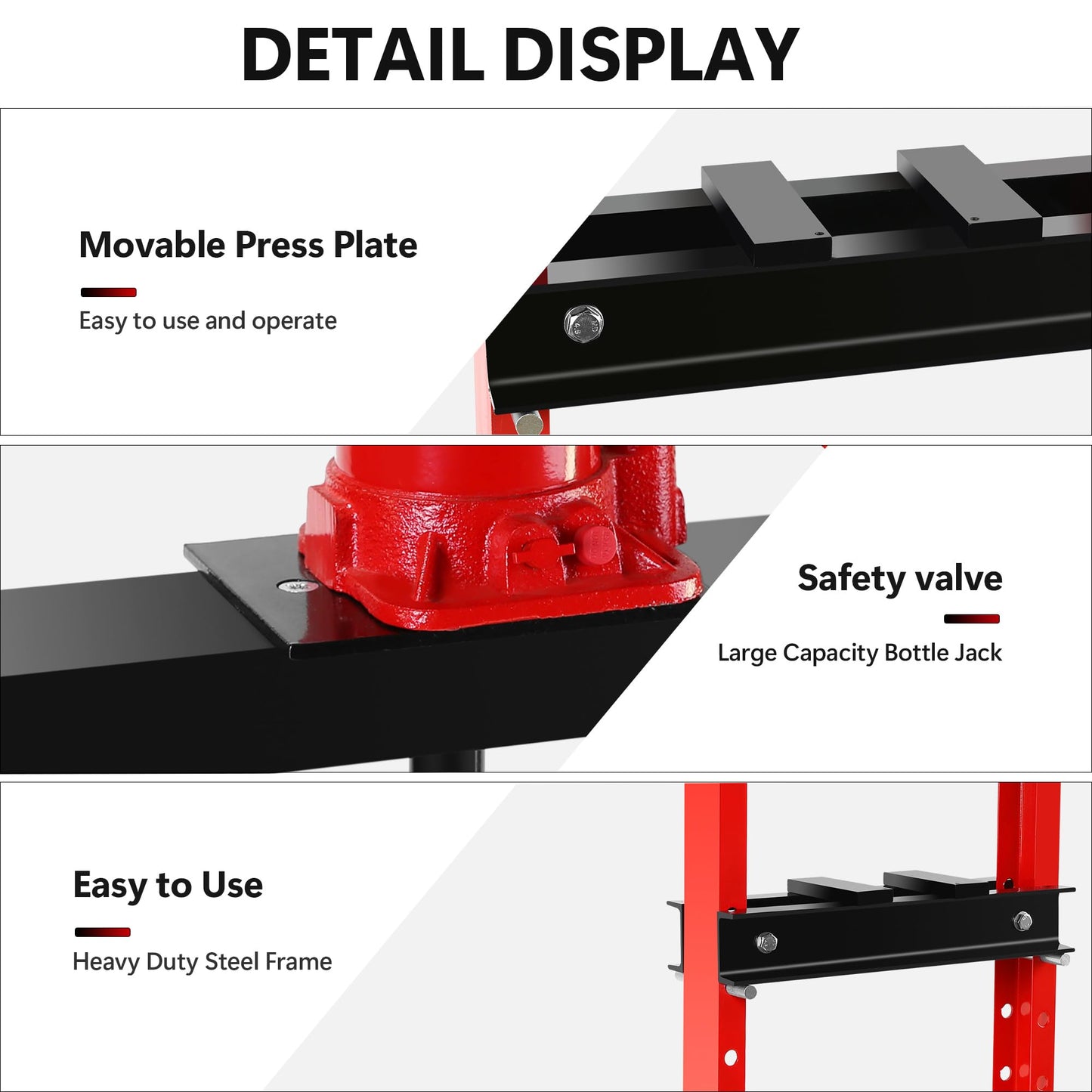 GarveeTech 20 Ton Shop Press, H-Frame Garage Floor Adjustable Hydraulic Shop Press with Stamping Plates to Bend, Straighten, Or Press Parts, Install Bearings & U-Joints
