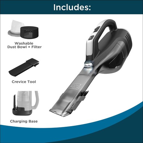 BLACK+DECKER Dustbuster Handheld Vacuum - Cordless, Lightweight Design with LED Light & Crevice Tool