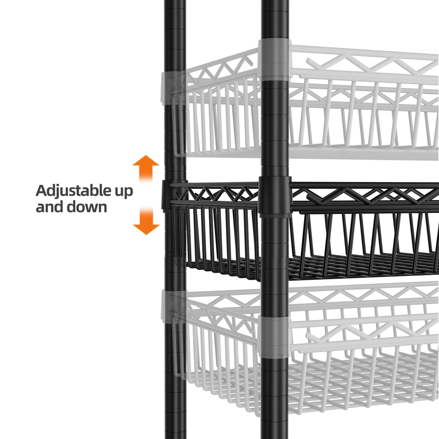 SINGAYE Shelf 6 Tier Wire Shelving Unit Adjustable Storage Shelves Big Basket Rack for Garage Kitchen Office Pantry Laundry Room Organizers13.5 D x 30" W x 65" H Black