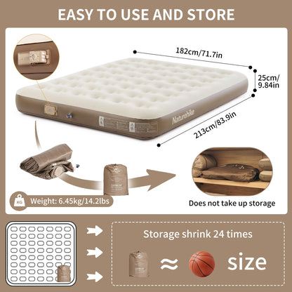 Naturehike California King Size Air Mattress with Built-in USB Rechargeable Pump, 992 lbs Max Support Inflatable Mattresses, Blow up Mattress Air Bed for Home, Camping, Guests, Travel