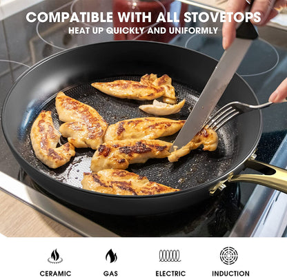 imarku Cast Iron Skillets, 12 Inch Cast Iron Pan, Professional Non Stick Frying Pans Long Lasting Nonstick Frying Pan Nonstick Pans Stay Cool Handle Easy Clean, Unique Birthday Gifts for Women/Men