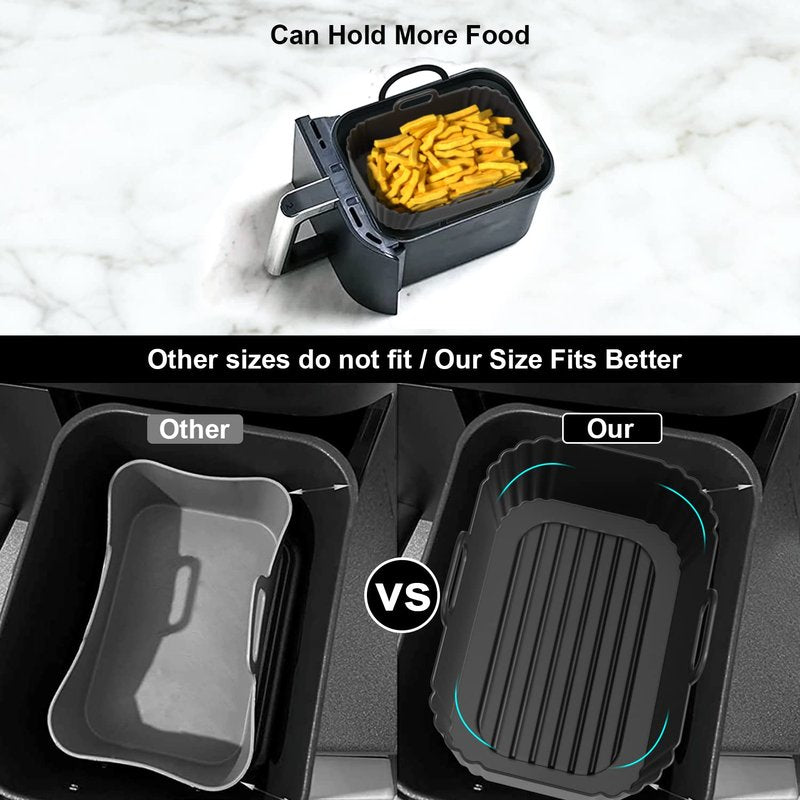 PINTAUR Silicone Air Fryer Liners 2 Pack, Reusable Liners Compatible for Ninja Foodi DZ201, DZ401, DZ550, COSORI, Chefman, Instant Air Fryer, and 6-in-1 8-10QT AirFryer Baskets