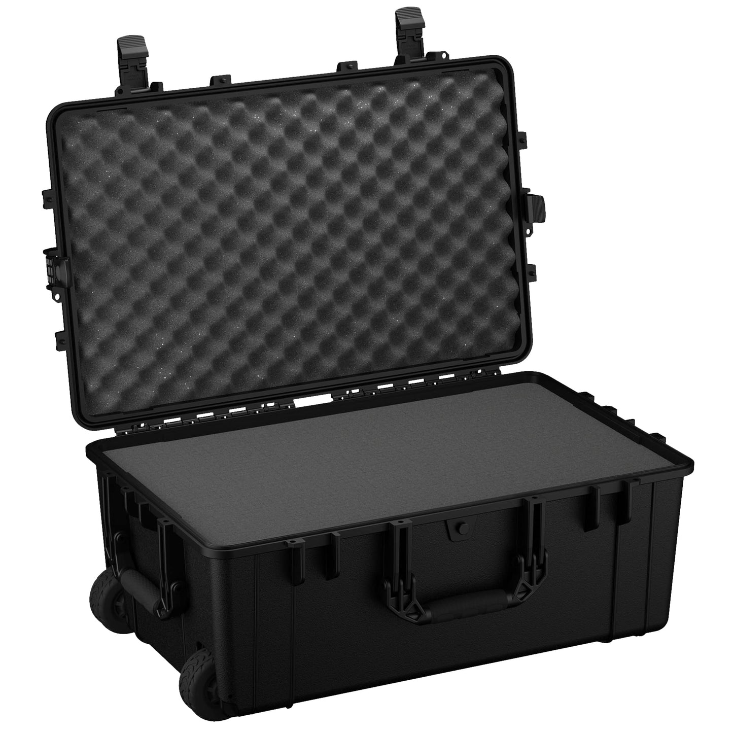 Condition 1 31" Large Waterproof Rolling Hard Travel Case Model 1258 with Wheels, Plastic Lockable, for Electronics, Tactical Gear, Made in USA, 31.6"x20.1"x12.66" Black