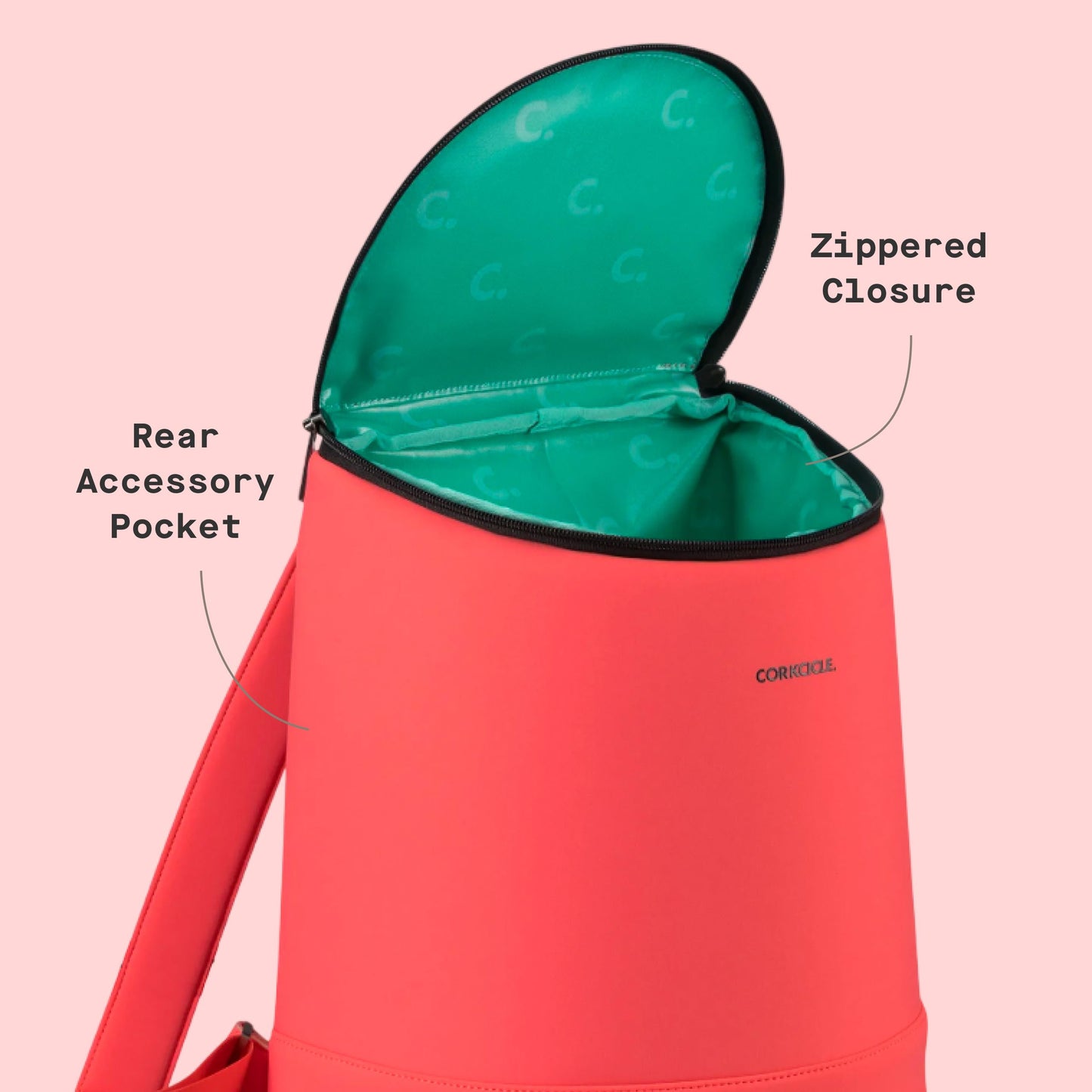 Corkcicle EOLA Cooler Backpack - Waterproof - Food Safe - Keep Drinks Ice Cold - Coral Neoprene