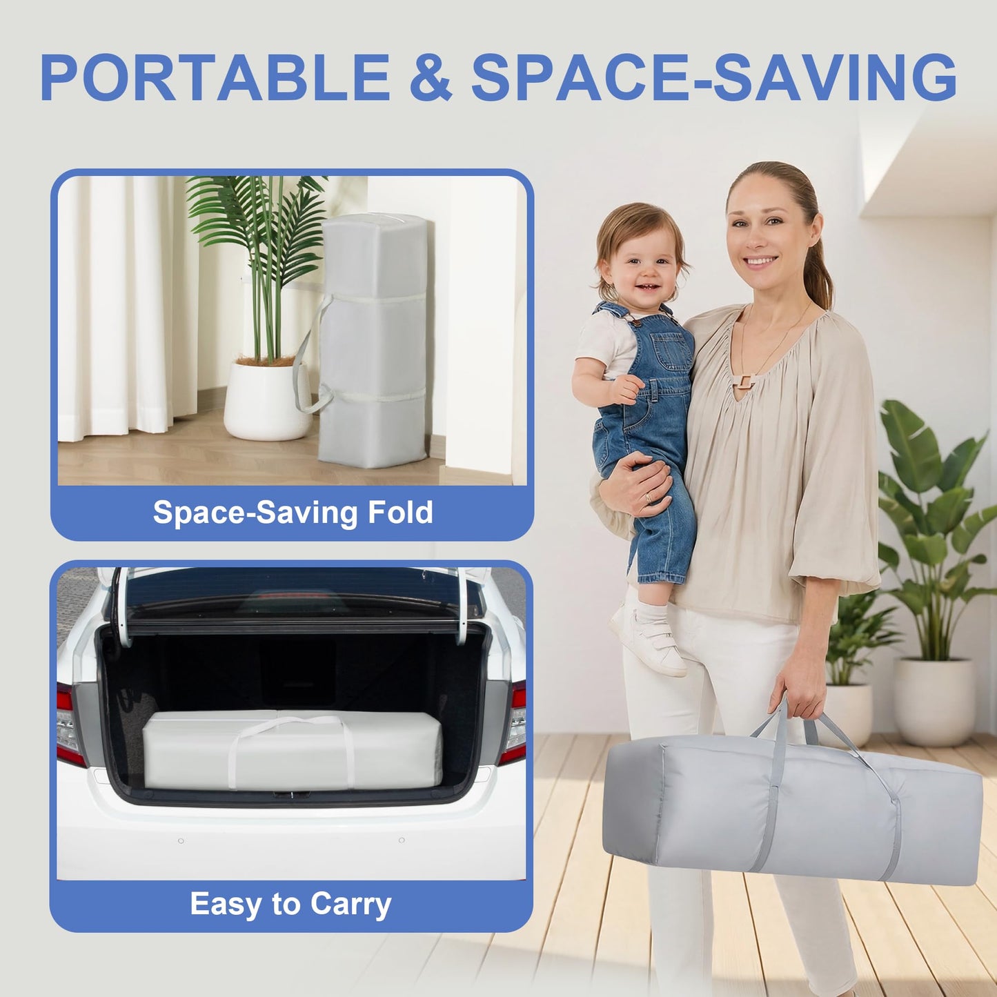 Foldable Baby Playpen with Detachable Thicken Mat, 59X71 in Foldable playpen for Babies and Toddlers, Indoor&Outdoor Portable palypen. Quick Installation&Quick Folding Baby Play Pen