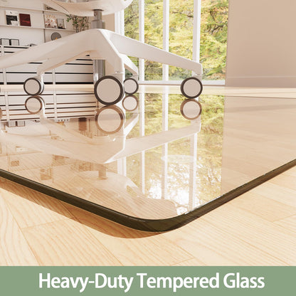 InfiniGlass Tempered Glass Chair Mat 46"x36" – Ultra-Clear Office Chair Mat for Hardwood Floors & Low-Pile Carpets – Heavy-Duty 0.2" Scratch-Resistant Surface with Non-Slip Pads – Supports 1,000 lbs