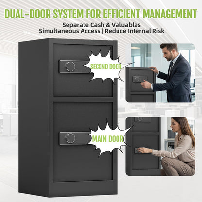 8.6 CuFt Safe Box, Large Safe for Home Office, Heavy Duty Safe with Digital Lock & Keypad, Document Safe with Hidden Compartment, Adjustable Shelf, Anti-Theft Alarm, Fireproof and Waterproof Bag