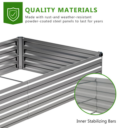 Easllre 2PCS 12x3x1ft Galvanized Raised Garden Bed,Outdoor Planter Box Metal Patio Kit Planting Bed for Vegetables Flowers Herb,Silver