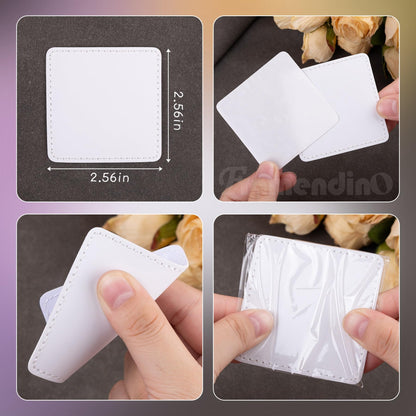 Framendino, 10 Pack Sublimation Patch Blank Square Leather Iron on Patches for Hat Shirt Jeans