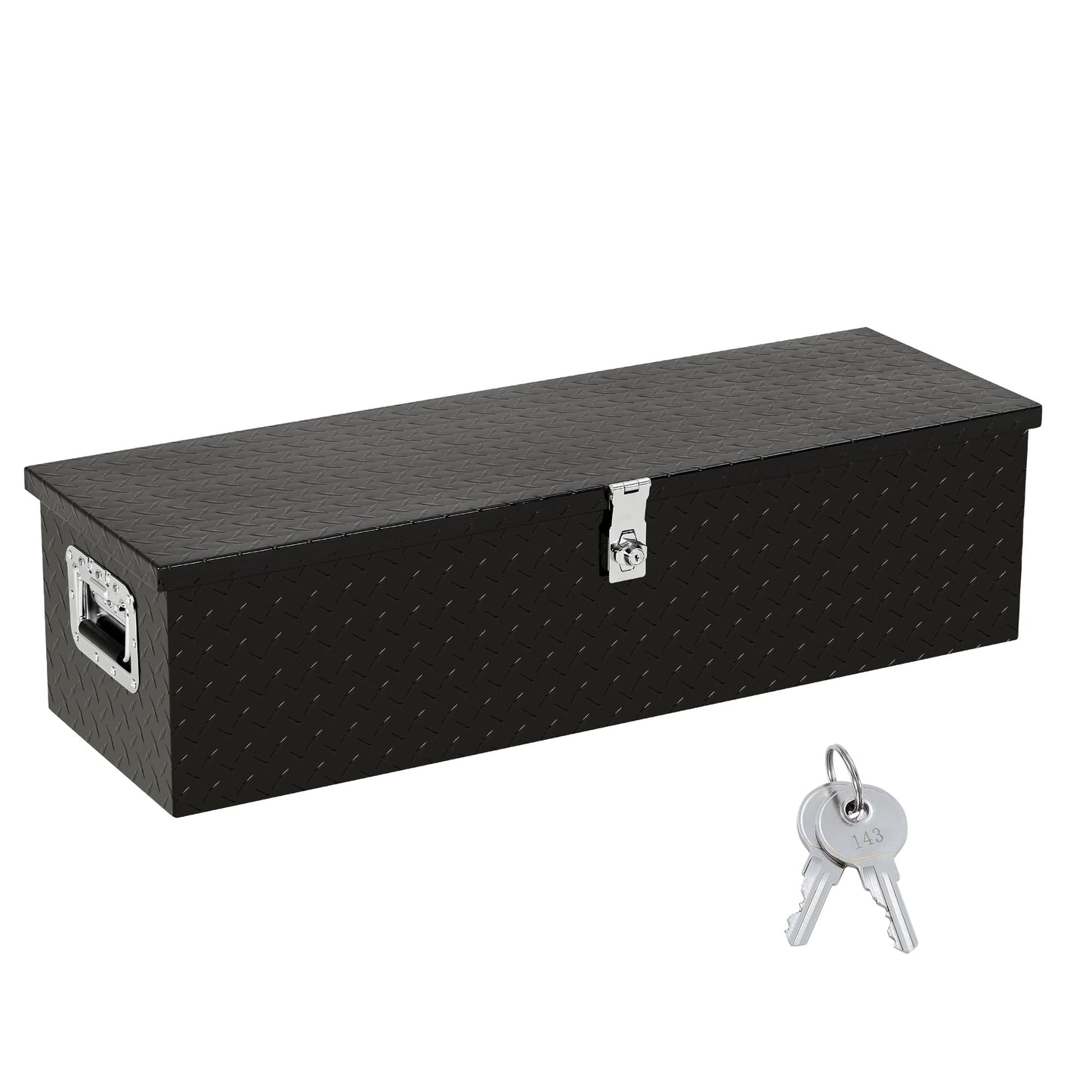 Garvee 39 in Heavy Duty Aluminum Diamond Plated Tool Box Pick Up Truck Bed RV Trailer Toolbox Square Storage Organizer with Side Handle, Lock and Keys, Waterproof -39 in x 13 in x 10 in