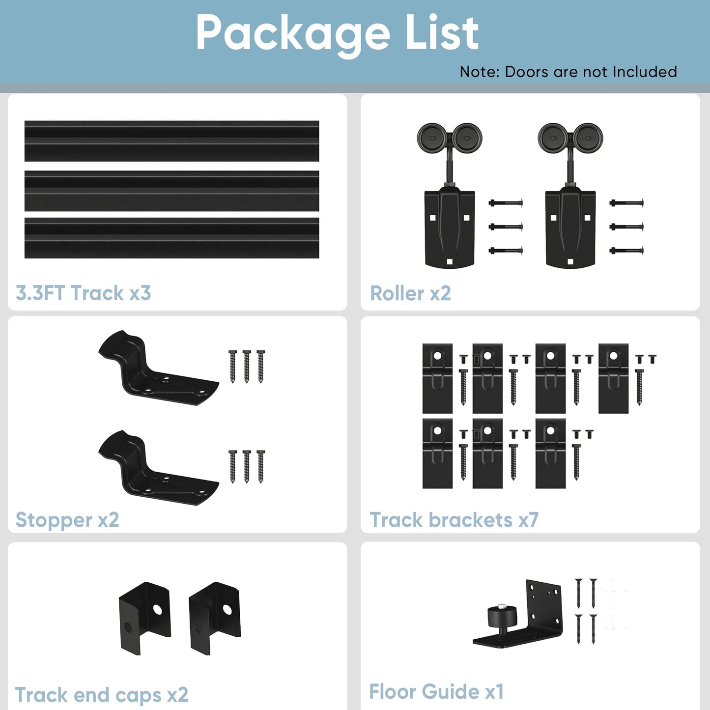 10FT Heavy Duty Exterior Barn Door Hardware Kit, BarnBase Box Rail Hardware kit, Outdoor Barn Door Hardware Kit for 1 Door(Door not Include), 450 lbs Capacity, Black
